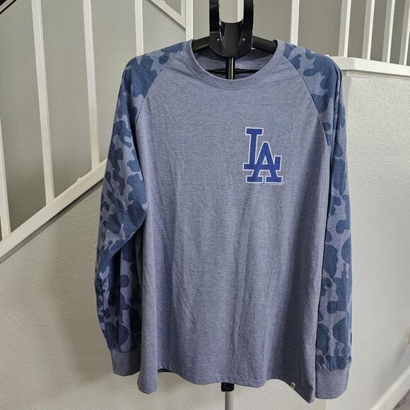 LA Dodgers Blue Camo Pullover Long Sleeve T-Shirt Men's Size 2XL - Picture 1 of 8